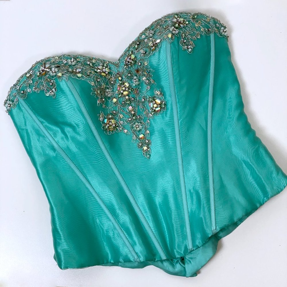 Da Vinci Bustier Corset Rhinestone Sequin Top - 12